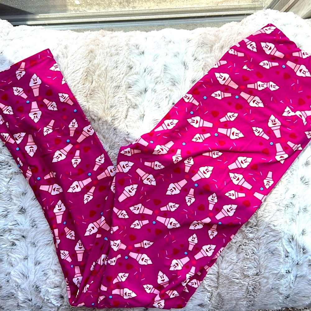 LuLaRoe Magenta Pink Ice Cream Leggings